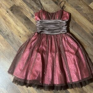Morgan & Co. Glittery Pink and Brown Formal Dress